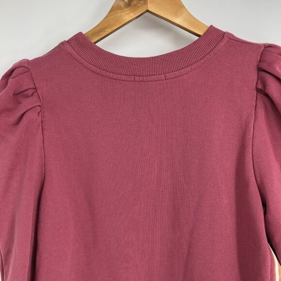 Anthropologie Maeve Pink Layered Long Puff Sleeve Tunic Sweatshirt Size M - Picture 10 of 16